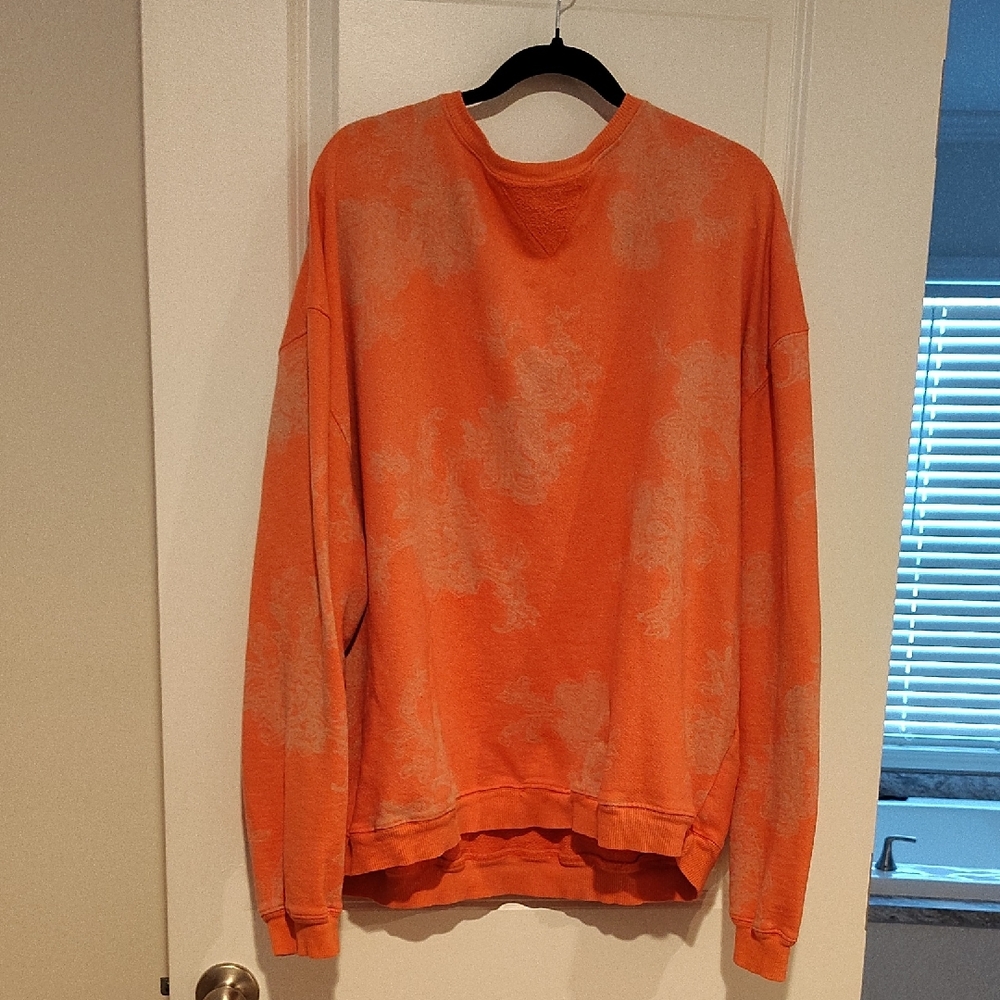 Free People We The Free Orange and Cream Crewneck Sweater